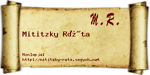 Mititzky Réta névjegykártya